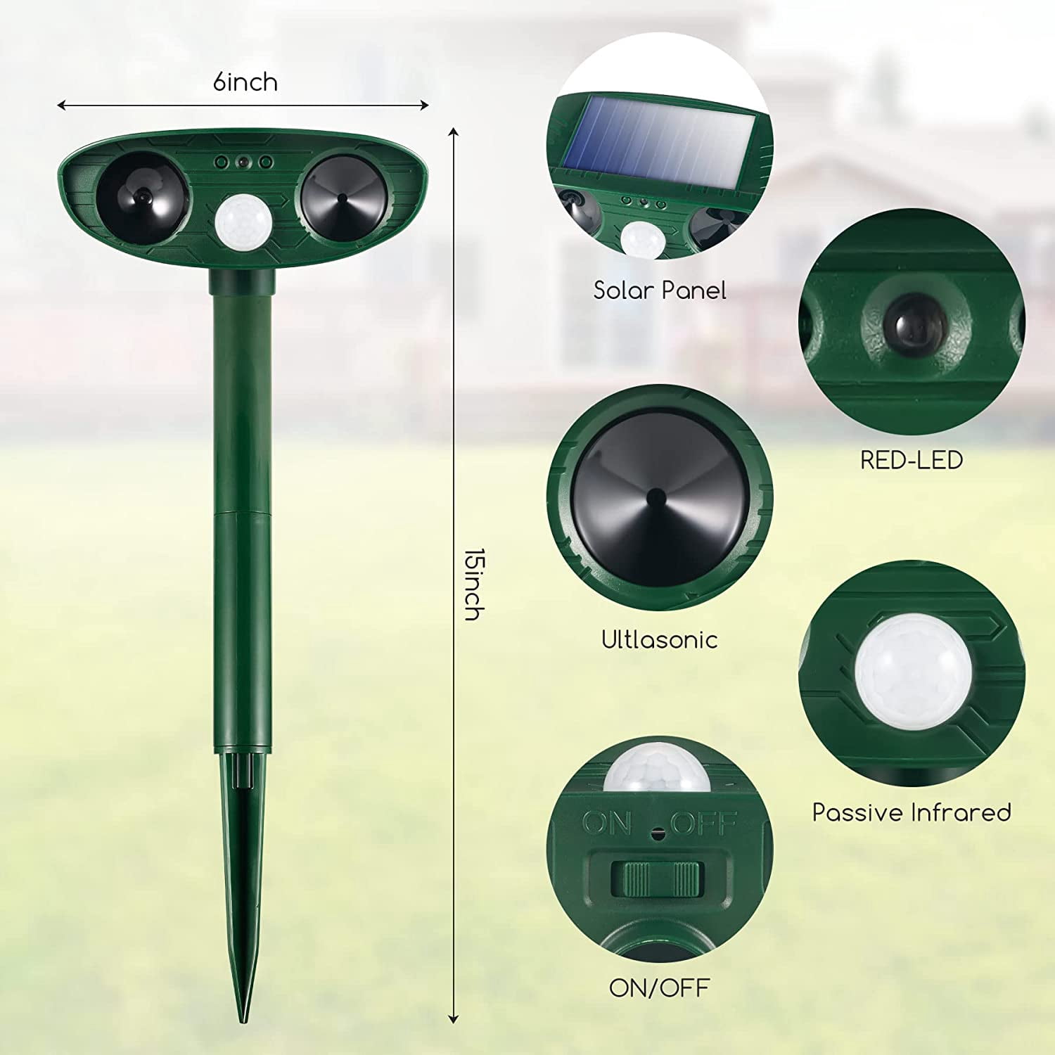 Paddsun 2 Pack Solar Animal Repeller Ultrasonic Animal Repellent Outdoor with Motion Sensor Flashing Light Waterproof Animal Deterrent for Garden Yard