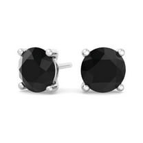 Paris Jewelry 18k White Gold 1/2 Ct Round Black Sapphire Stud Earrings Jewelry for Her Women's Unisex plated