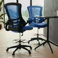 thumbnail image 6 of Flash Furniture Kelista Mid-Back Blue Mesh Ergonomic Drafting Chair with Adjustable Foot Ring and Flip-Up Arms, 6 of 17
