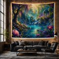 thumbnail image 6 of Floral Garden Pond with Nestled Forest Calm Body, Mystical Fantasy for Space Lovers, Galaxy Room Decor, Mother'S Day Gift, Tapestry Wall Hanging for Bedroom and Dorm, 6 of 7
