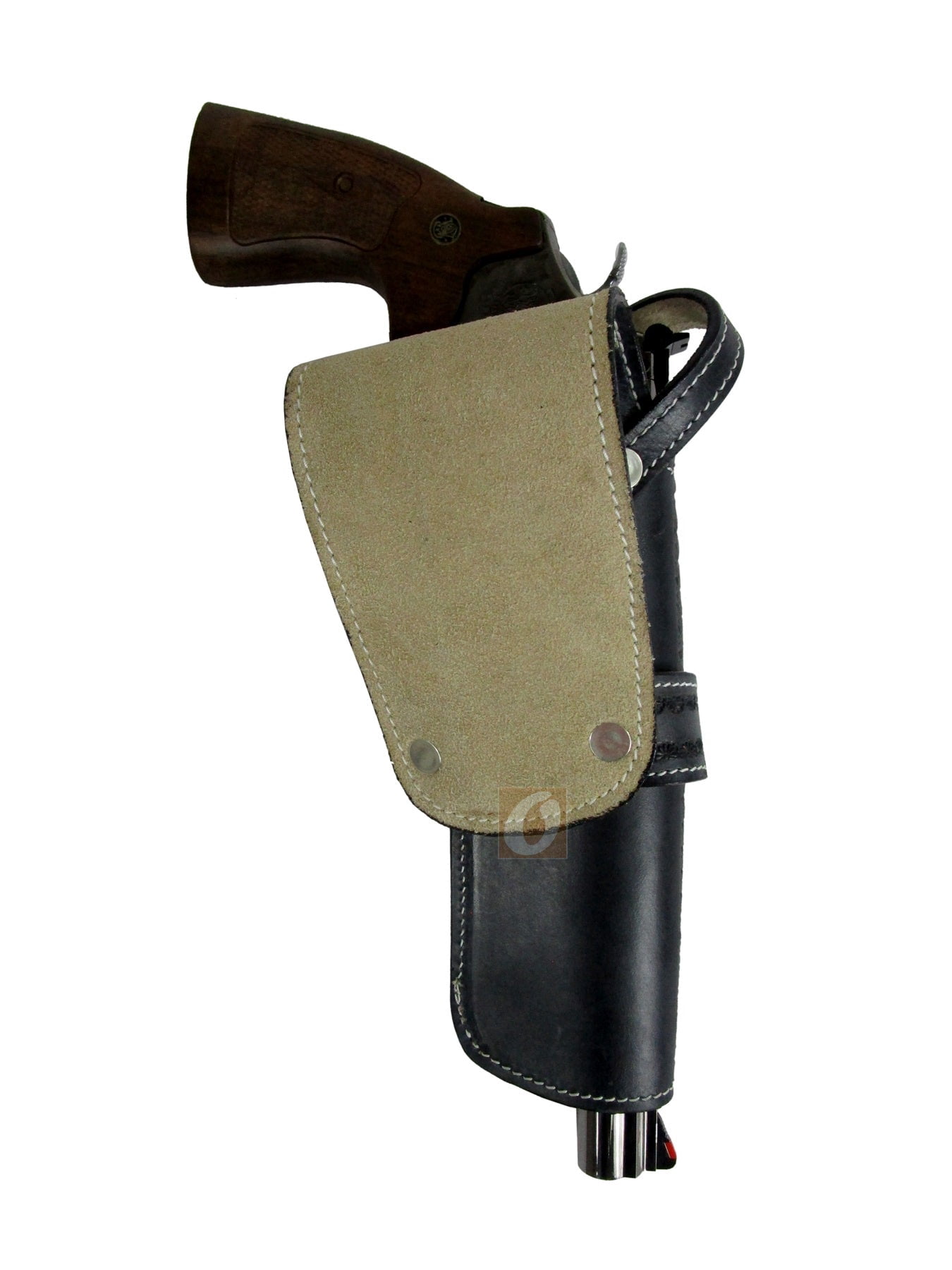 Leather Holster Basket Tooled Long Barrel Western Gun Cover Black Color - Left Handed