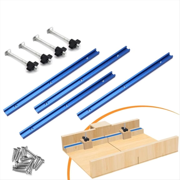 Kit de Rieles en T de 19 Pulgadas y Accesorios para Carpintería. Rieles en T de Aluminio. Riel de Inglete con Ranuras para Mesa de Fresado. Banco de Trabajo.