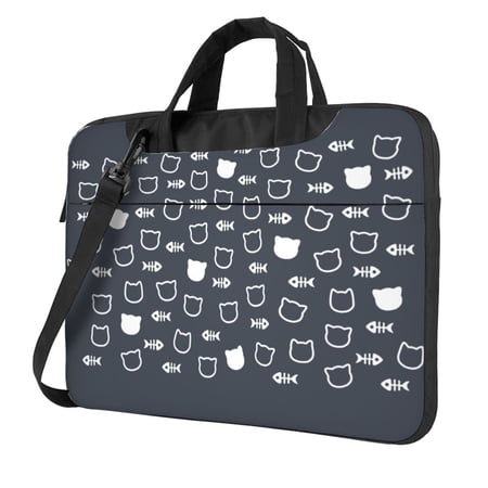 Cat & Fish Print Laptop Bag, 13 inch Laptop or Tablet, Business Casual Laptop Bag