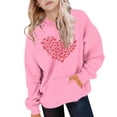 thumbnail image 4 of Girls Heart Hoodie Valentine's Day Cute Pullover Pink Oversized Hoodie for Kids with Pocket 3-4 5-6 7-8 9-10 11-12 13-14 Years,Size 9-10 T, 4 of 5