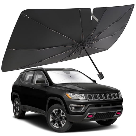 Windshield Sun Shade Umbrella for Jeep Compass 2017-2025, Foldable Car Umbrella Sunshade with UV Block Front Window Cover (Heat & Sun Protection)