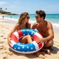 thumbnail image 4 of Inflatable USA Flag Pool Floats, 31.5 Inch Thickened Anti-Rollover Red White Blue Swim Rings, Patriotic Floaties for Pool, Lake, Beach & Summer Party, 4 of 7