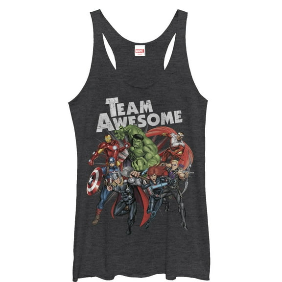 Women's Marvel Avengers Team Awesome  Racerback Tank Top Black Heather Small