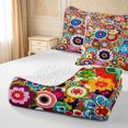 thumbnail image 4 of meiyoeat Vibrant Floral Bed Spread Queen For Men Women,Multicolor Pattern Queen Coverlet Set,Rainbow,3pcs,1 Quilt and 2 Pillowcases, 4 of 7