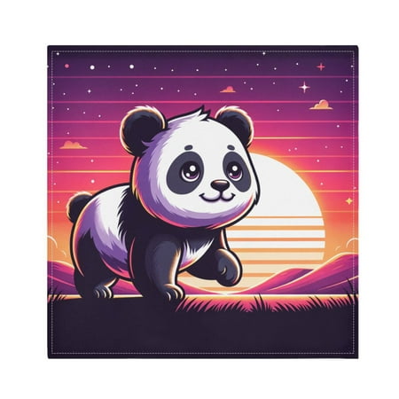 

JSTEL Cute Panda Sunset Cloth Napkins Set of 1 20x20 Inch Washable and Reusable Napkin for Decoupage Dinner Party Everyday Use