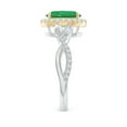 thumbnail image 3 of ANGARA Natural Oval 1.5 ct Emerald Twisted Vine Ring with Diamond Halo in 14K White & Yellow Gold for Women (Size-9x7mm) | May Birthstone, Anniversary, Jewelry Gift for Women | Natural Emerald Ring, 3 of 10