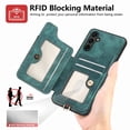 thumbnail image 4 of ShellTech Case for Samsung Galaxy A05s ,Magnetic Leather Card Holder Wallet RFID-Blocking Case Shockproof TPU Ring Holder Kicsktand Cover with Wrist Strap,Green, 4 of 7