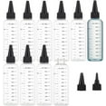 thumbnail image 1 of Paquete de 10 botellas exprimibles de plástico de 100 ml/3,4 oz con escala, PET transparente, tapa de rosca negra, botellas dispensadoras graduadas., 1 of 9