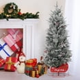 thumbnail image 3 of Pre-Lit Tabletop Mini Artificial Christmas Tree, 3ft Green with 78 Warm White LED Lights & Sleigh Base, for Home Office Holiday Decor, 3 of 7