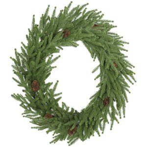 Artificial Norfolk Pine Christmas Wreath with Pine Cones 24 Inch Green