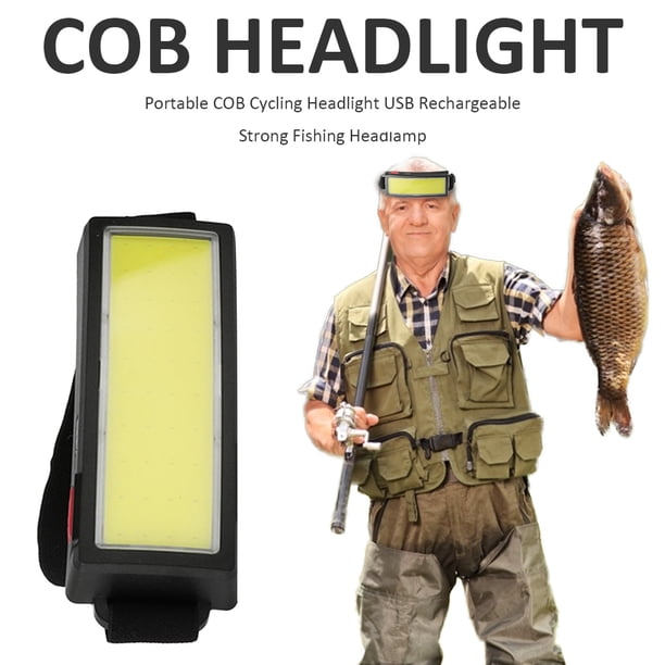 Faro delantero recargable USB COB portátil, faro de advertencia de pesca de ciclismo nocturno