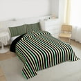thumbnail image 3 of Manfei Black Green Striped Full Size Comforter Sets,Minimalism Geometric Stripes Bedding Comforter Set,Geometric Lines Bedding Sets For Girls Boys,Super Cozy Room Decor Reversible,3pcs, 3 of 8
