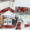 thumbnail image 6 of 2 Piece Red Black Plaid` Rug Kitchen Rug Set, Decor Kitchen Rugs, Absorbent Non-Slip Washable Floor Mats, Home Indoor Runner Rugs 17"x47"+17"x30", 6 of 7