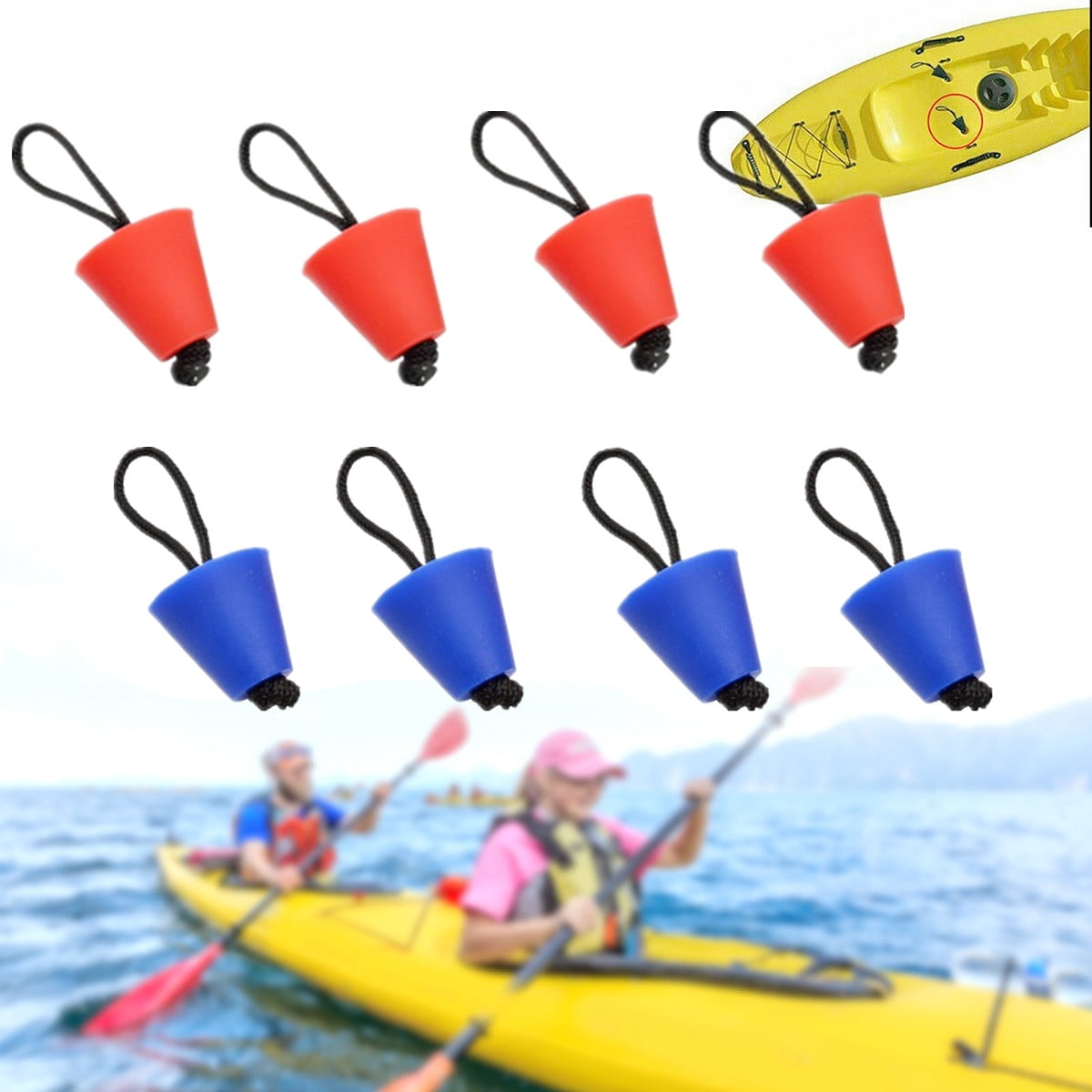 Pack of 8 Universal Kayak Scupper Plug Kit Fit: Hobie Kayaks, Native Kayaks）-A 