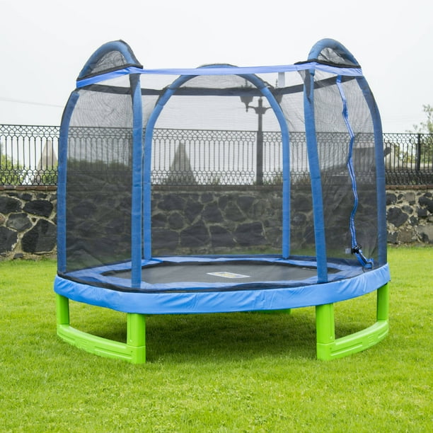 Bounce Pro 7 Foot My First Trampoline Hexagon Ages 3 10 For Kids Blue Green Walmart Com Walmart Com