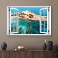 thumbnail image 2 of wall26 Canvas Print Wall Art Window View Aerial Tropical Paradise Ocean Island Wilderness Nature Photography Realism Scenic Landscape Colorful Multicolor for Living Room, Bedroom, Office - 16"x2, 2 of 5