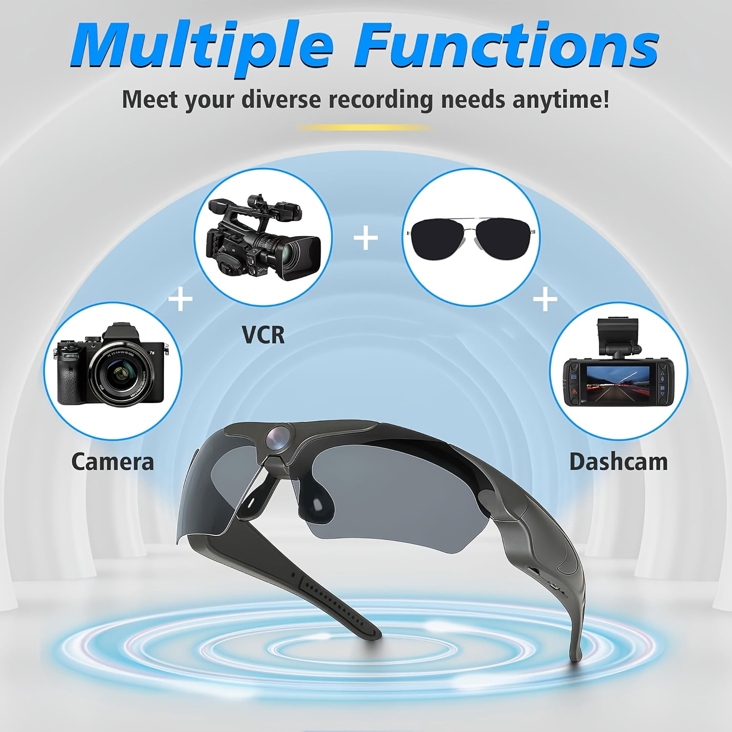 1080P HD Video Glasses, Camera Glasses, Smart Glasses, Wide-angle 120 ° Camera, Body Camera, Cycling, Bicycle, With 64GB Storage Card, The Perfect Gift For All Kinds Of Festivals!