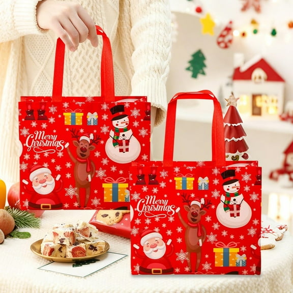 Steadline Christmas Gift Bags Set - 5-Pack Non-Woven Fabric Holiday Present Sacks with Handles - Festive Wrapping Solution - Seasonal Party Favor Packaging Essentials