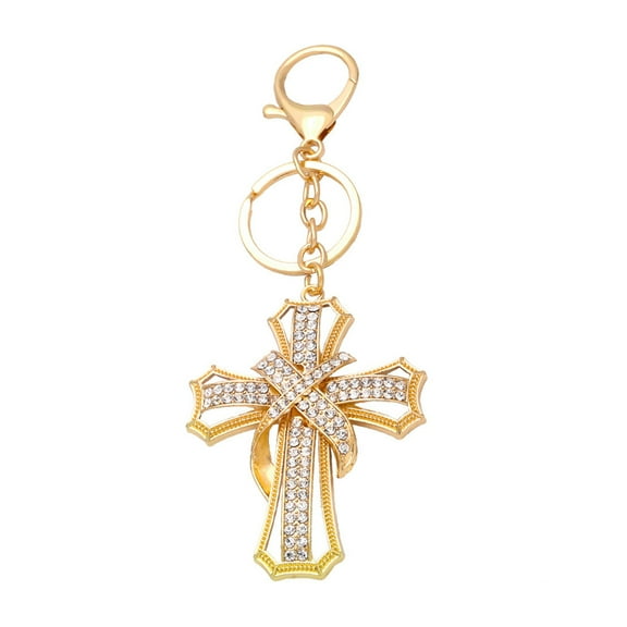 lixuesong Crucifix Keychain Metal Faith Holder Car Bag Purse Charm Pendant Rings for Women Girl Jewelry