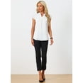 thumbnail image 3 of DARING DIVA Women's V Neck Ruffle Short Sleeve Top Blouse M White, 3 of 6