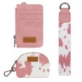 thumbnail image 3 of Wrangler Cow Print KeyChain Wristlet Wallets for Women Western Dual Pouch Wristlet Portable Credit Card Holder Wallet With Zipper, Cow-Pink, 3 of 9