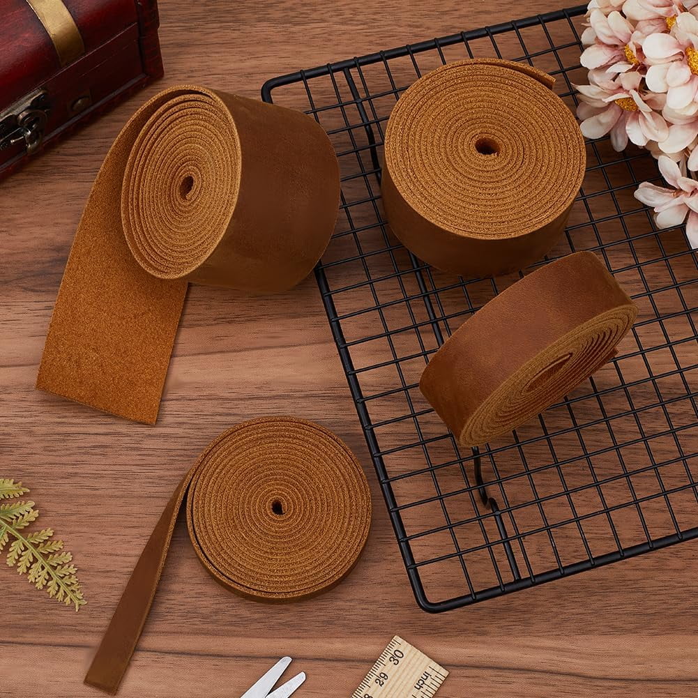 72x2 Inch Wide Top Grain Cowhide Tooling Leather Genuine Cow Leather Strap AB Grade Crazy Horse Leather String Real Leather Strip Flat Leather Material for Crafts Wrapping Sewing Camel DIY