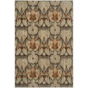 SAFAVIEH Infinity Axel Geometric Polyester Area Rug, Green/Brown, 5'1" x 7'6"