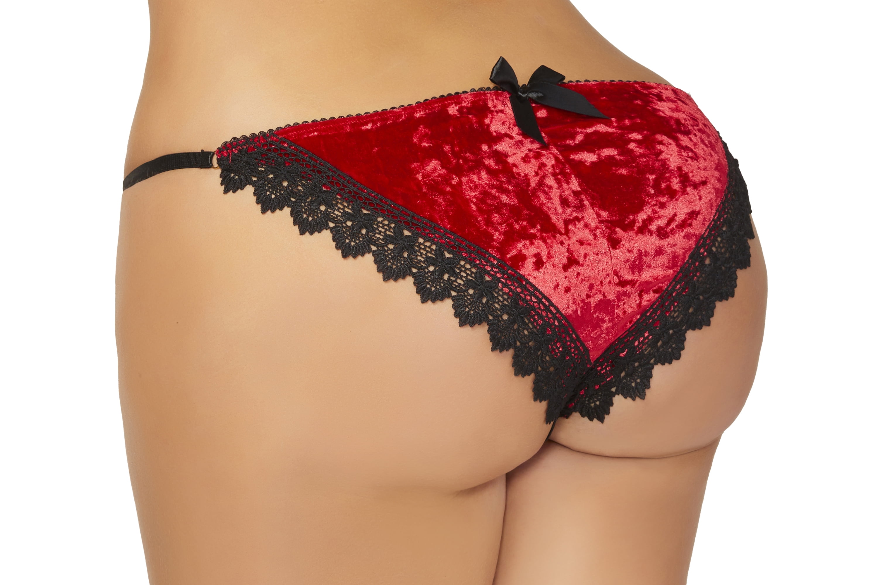 Lacy Line Sexy Crushed Velvet Festive Plus Size Panties