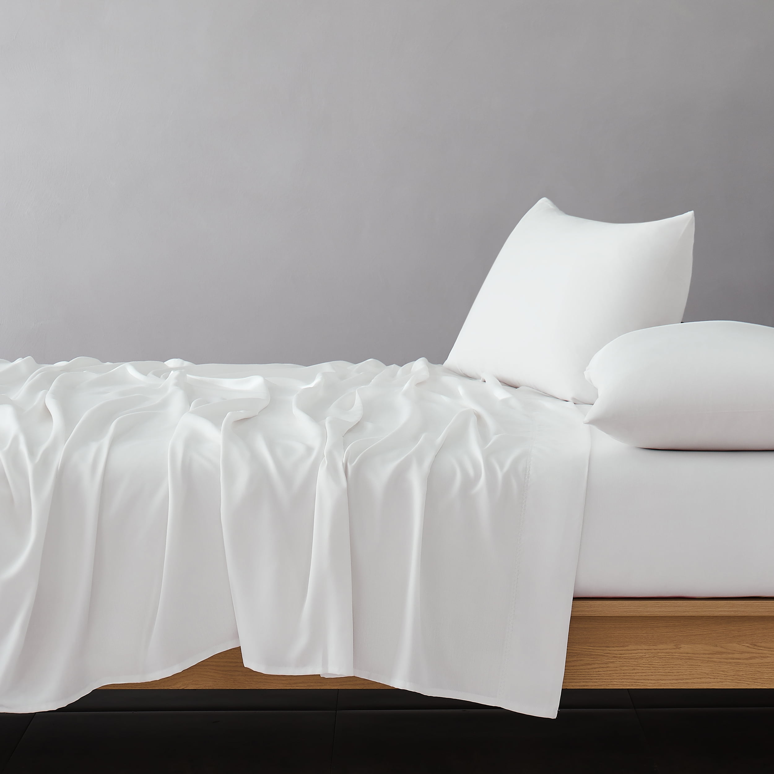 Allswell 6-Piece 300 Thread Count White Cotton Lyocell Blend Bed Sheet Set, Queen