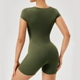thumbnail image 4 of BLVB Women's Short Sleeve Bodycon Romper Stretchy Square Neck Yoga Exercise Unitard Jumpsuit Gym Clothes, 4 of 7