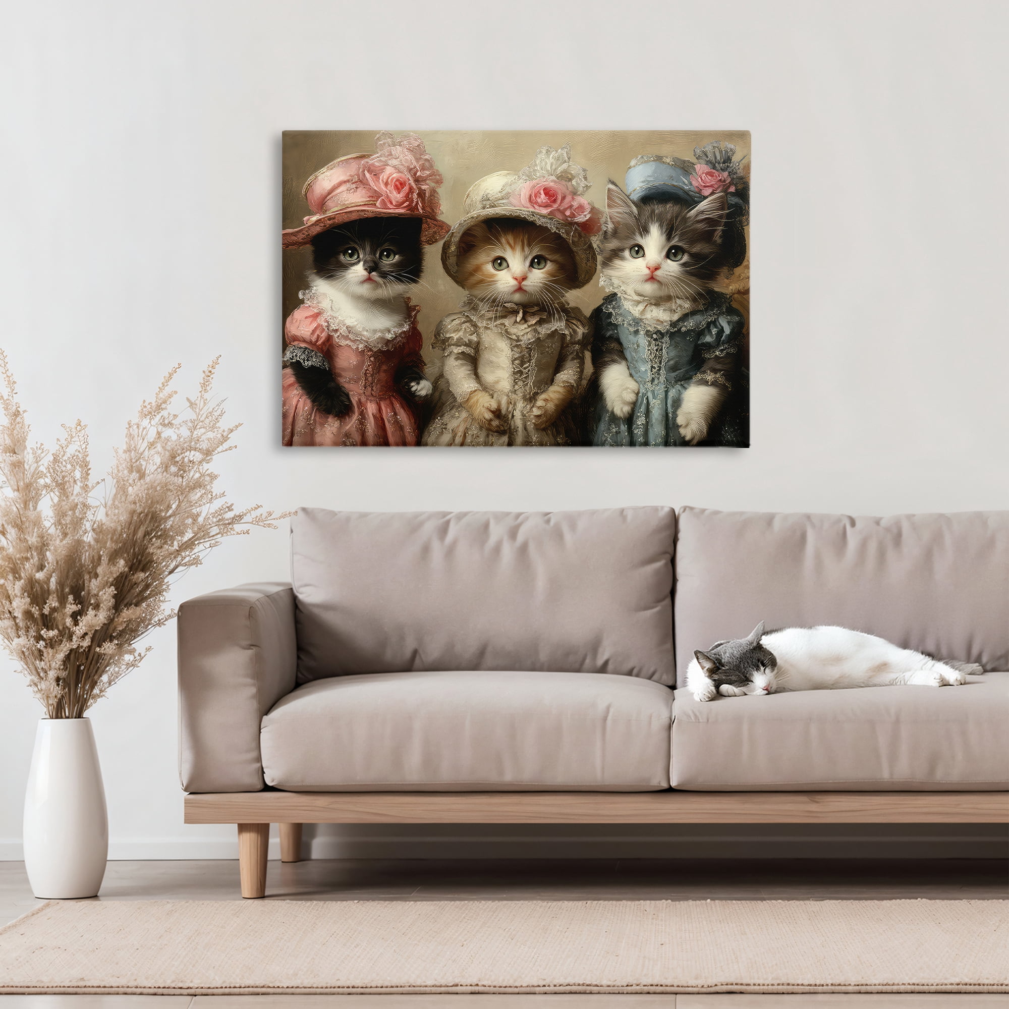Stupell Industries Vintage Dress Cats Canvas Wall Art, design by The Wands Want