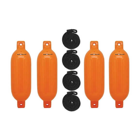 Extreme Max 3006.7641 BoatTector Inflatable Fender Value 4-Pack - 6.5" x 22", Neon Orange