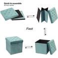 thumbnail image 2 of PINPLUS 15.7" Teal  Velvet Ottoman Storage Cube,Footrest Stool Seat,Toy Chest Storage Box with Lid,Footstool for Living Room, 2 of 6