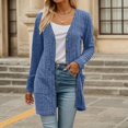 thumbnail image 2 of Ediodpoh Womens Sweater Coat Long Sleeve Open Front Cardigan Soft Brushed Striped Knit Outerwear for Fall Winter Casual Wear Cardigan Sweaters for Women Blue XXL, 2 of 6