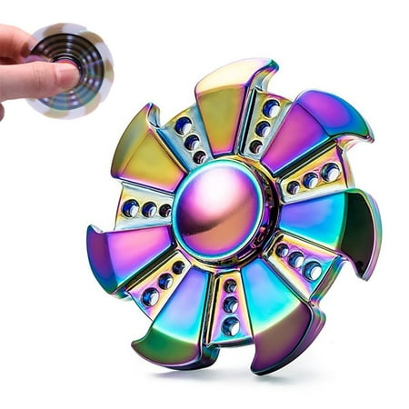 Rainbow Metal Brass Hand Fidget Spinner Toy High Speed Bearing EDC Focus Toy forRelieves Stress,Anxiety And