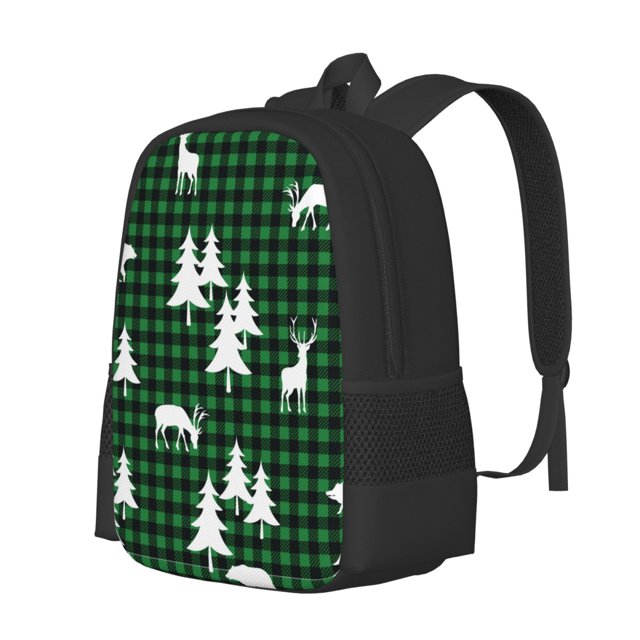 Fotbe Christmas tree green plaid Mochila para Hombre y Mujer - Tela Oxford 600D Resistente - Mochila Impermeable de Gran Capacidad para Escuela, Viajes y Senderismo