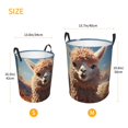 thumbnail image 3 of Balery Fluffy Alpaca Mountain Meadow Cesta de ropa redonda con asas, impermeable, independiente, para ropa, juguetes, dormitorio y familia-Small, 3 of 6
