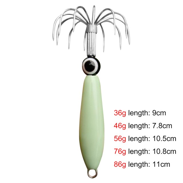Anzuelos luminosos de calamar, aparejos de pesca, señuelos, anzuelos de calamar para pescador (56g) Hugtrwg Para Estrenar