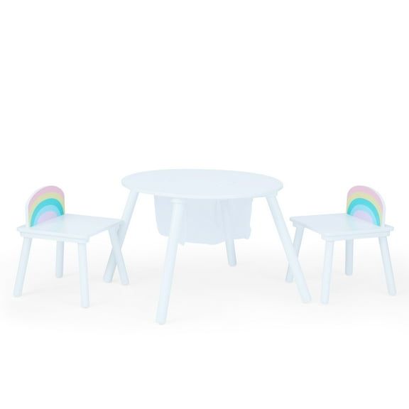 Fantasy Fields Rainbow Play Table with Two Chairs, White