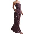 thumbnail image 2 of Women’s Polka Dot Tube Top and Wide Leg Pants 2 Piece Casual Outfit Set, 2 of 8
