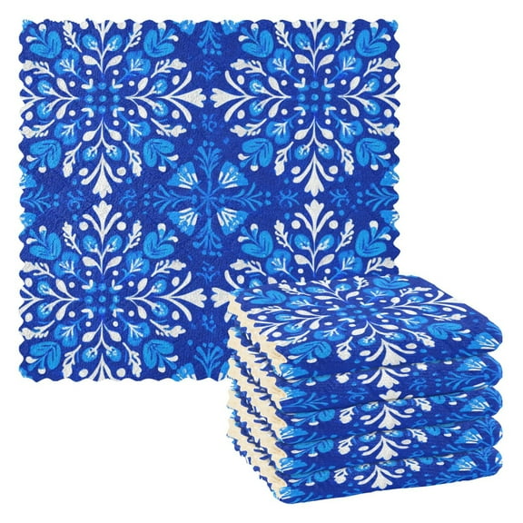 6 Pieces of Kitchen Towels 11x11Inch Kitchen Dish Cloths Kitchen Dish Towels Reuseable Cleaning Cloths Blue Beautiful