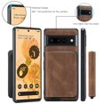 thumbnail image 5 of Nalacover Zipper Wallet Case for Google Pixel 6A, Soft Silicone Shockproof PU Leather Detachable Card Slots Holder Cash Pocket Slim Cover with Kickstand Magnetic Lens Protective Case,Brown, 5 of 7