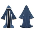 thumbnail image 2 of Jsaierl Women's Hooded Velvet Long Cloak Cape with Contrast Trim Fantasy Wizard Halloween Cosplay Costume Coat, 2 of 5