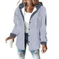 thumbnail image 2 of GrmtClth Plaid Jacket for Woman Casual Micro Fleece Button Down Plaid Shacket Soft Comfy Long Sleeve Hooded Jackets Gray XL, 2 of 3