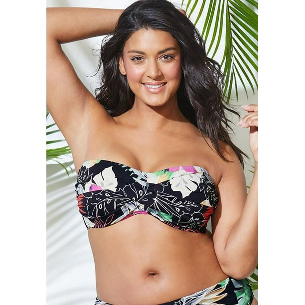 Swimsuits For All Women's Plus Size Valentine Ruched Bandeau Bikini Top