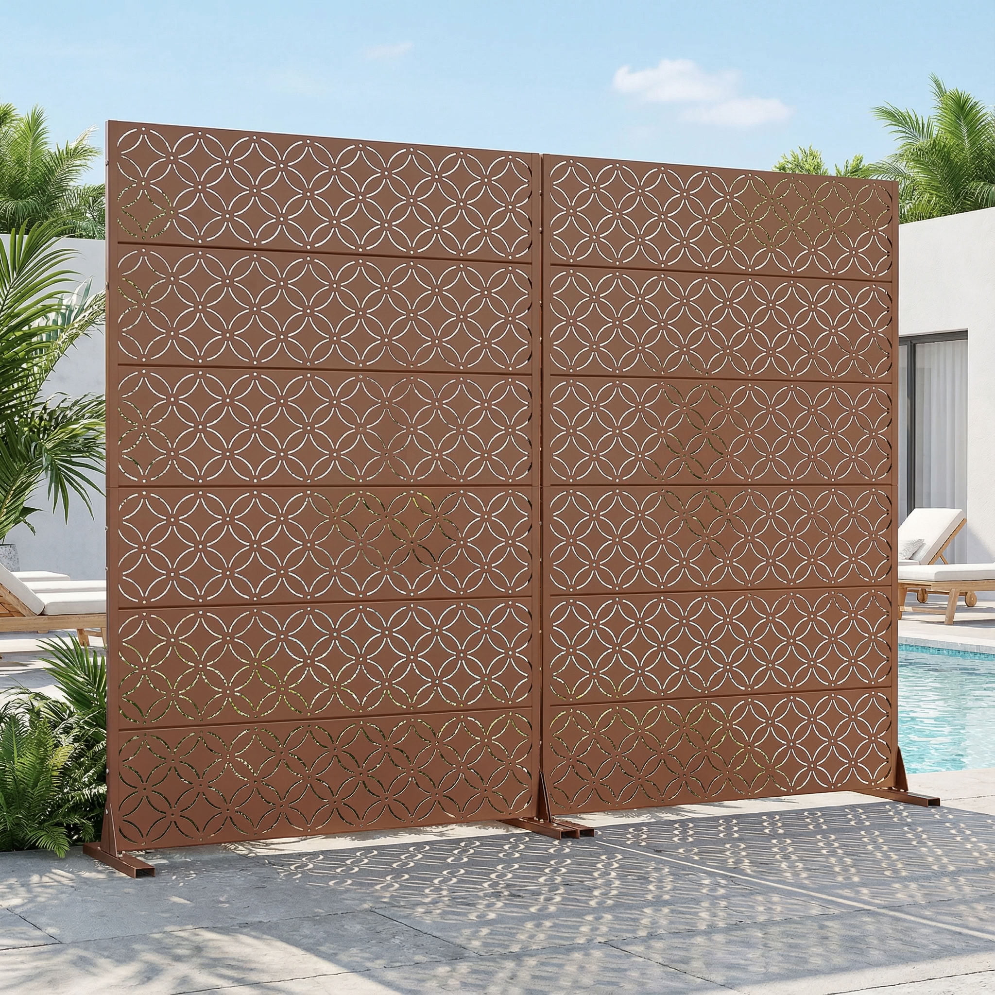 MAYEERTY 72*47in Outdoor Privacy Screen, Contemporary Metal Privacy Panel, Privacy Divider for Patio, Balcony, Garden
